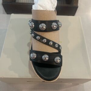 Marc Fisher Jaylyn Black Sandals with Silver Accents